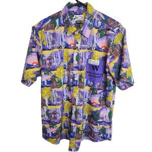PSI International Mens Button Shirt Size M Westminster University All Over Print